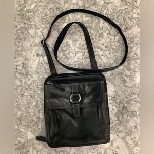 Fossil leather multi pocket crossbody bag